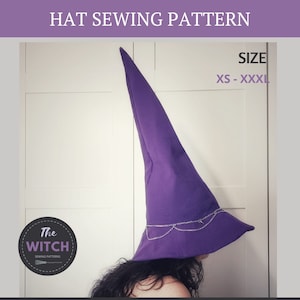 Witch Hat Sewing Pattern, Cosplay Witch Hat Pattern, Digital Pattern, Sewing Pattern PDF, Witch Hat Pattern, halloween costume, DIY costume