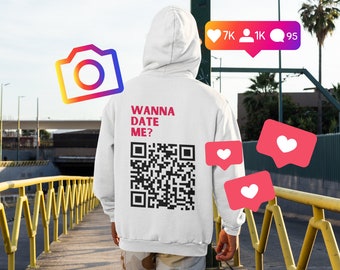 Wanna Date Me QR Code Hoodie Unisex