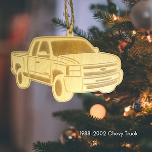 Handcrafted 1988-2002 Chevy Silverado Truck Ornament – Perfect for Car Enthusiasts and Holiday Decor