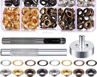 Kit d'oeillets 200 pièces avec rondelles pour cuir + 3 outils de fixation pour travaux manuels