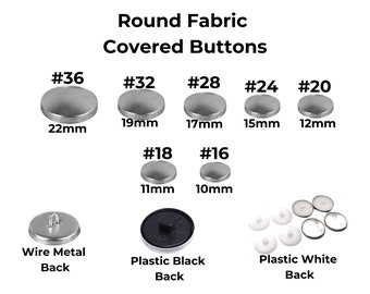 100pcs Fabric Covered Buttons Blanks #16-36 Bread Shape Round Wire Back Plastic White Back Plastic Black Back Metal Back DIY Buttons