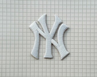 New York Yankees Iron On Embroidered Patch in white