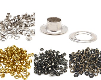 Pak van 100 oogjes doorvoertules met ringen voor lederen ambachtelijke reparatie 3 mm, 4 mm, 5 mm, 6 mm, 8 mm, 9 mm, 13 mm, 17 mm