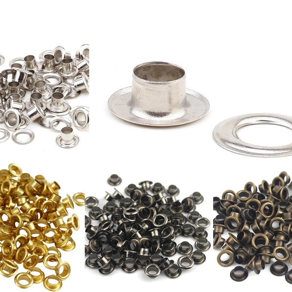 Pack of 100 Eyelets Grommets With Washers For Leather Craft Repair 3mm, 4mm, 5mm, 6mm, 8mm, 9mm, 13mm, 17mm