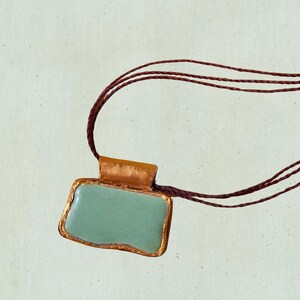 Collana in pietra di ceramica verde, gioielli di carta Boho, regalo per la nonna,