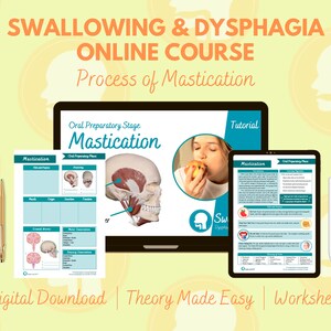 Adult Speech Therapy DYSPHAGIA COURSE (Muscles of Mastication) Speech Pathologist, SLP Student, Video Tutorial, Worksheet, Pdf Book, Swallow