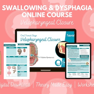 Adult Speech Therapy DYSPHAGIA COURSE (Velopharyngeal Closure) Speech Pathologist, SLP Student, Video Tutorial, Worksheet, Pdf Book, Swallow