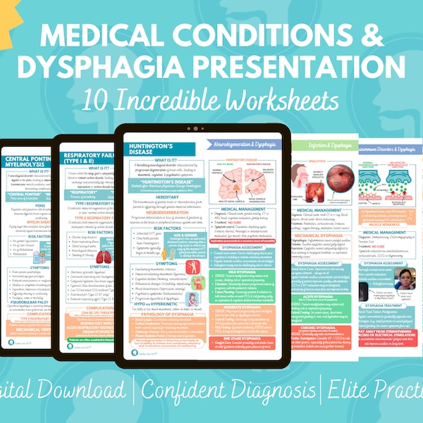 Adult Speech Therapy Medical Conditions & Dysphagia (Volume 1), Medical SLP Student, Neuro SLPs, SLT, Digital Download pdf, Speech Pathology
