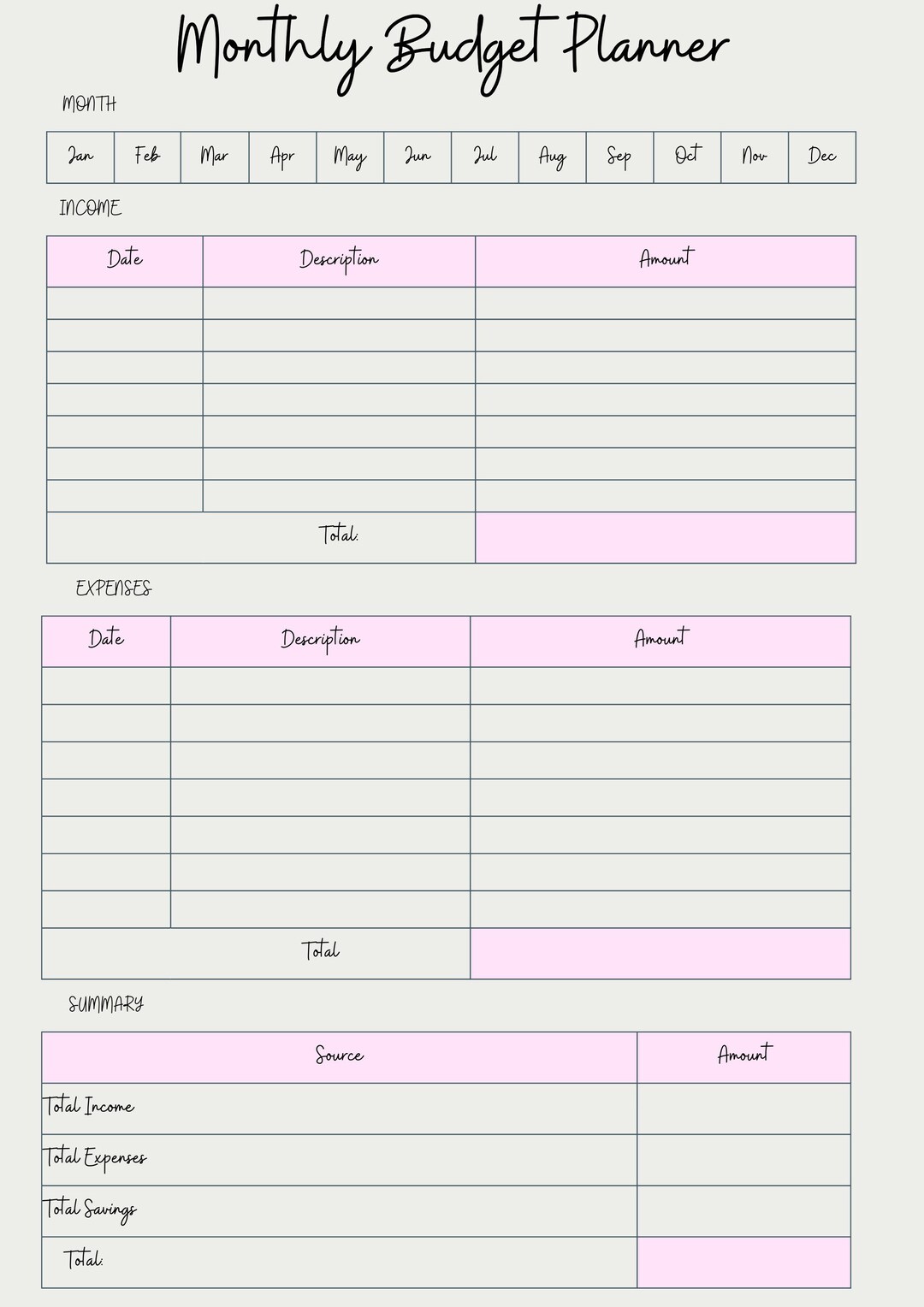 Premium Digital Monthly Budget Planner - Etsy