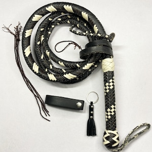 Kangaroo Hide Leather Bullwhip , 4ft to 12ft, 12/16 Plait Multi Color Professional Bullwhip