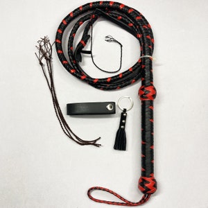 Kangaroo Hide Leather Bullwhip , 4ft to 12ft, 12/16 Plait Two Tone Professional Australian Style Bullwhip