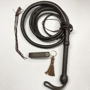 Chocolate Brown Kangaroo Hide Leather Bullwhip , 4ft to 12ft, 12/16 Plait Indiana Jones Styles Professional Bullwhip