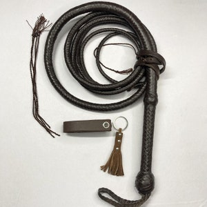 Cowhide Leather Chocolate Brown Bullwhip, 4ft to 12ft Indiana Jones Style Professional Bullwhip