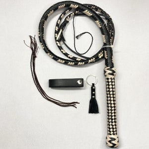 Two Tone Kangaroo Hide Leather Bullwhip , 4ft to 12ft, 12/16 Plait Professional Australian Style Bullwhip