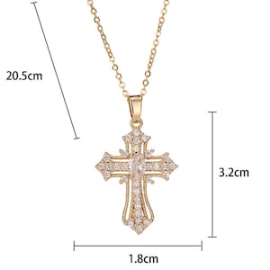 XL Italian Designer Style Diamonate Golden Cross image 3