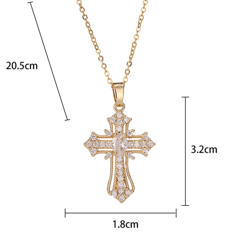 XL Italian Designer Style Diamonate Golden Cross image 3