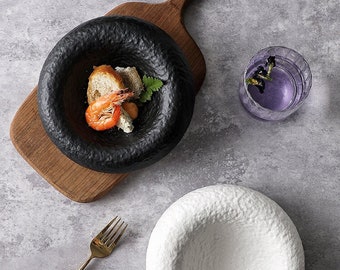 PT105| Chubby Ceramic Dinner Plates for Luxury Dining Experiences Restaurant Plate,Stylish Plates,Modern Tableware,Fine Dining Dishware