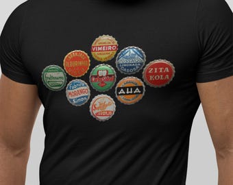 Vintage Portugal Soda Bottle Caps. Premium Unisex Crewneck T-shirt.