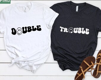 Double Trouble Matching Shirt, Retro Groovy Twin Outfit