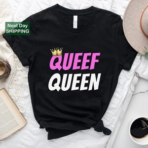 a t - shirt that says queen with a crown on it