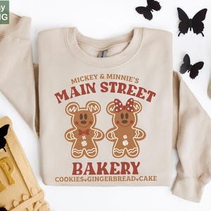 Mickey Minnie Main Street Bakery Sweatshirt, Christmas Gingerbread Sweatshirt, Disney Winter Sweatshirt, Disney Christmas Cookies Sweatshirt
