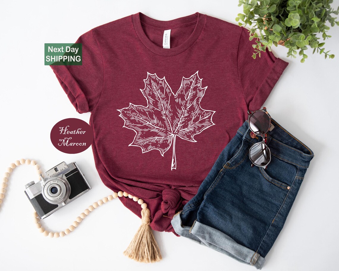 Fall Leaves Shirt, Fall Flower Shirt, Fall Women Gifts, Fall Leaf Women
