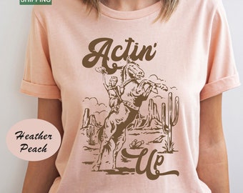 Retro Cowgirl Graphic Tee, Western Rodeo Shirt