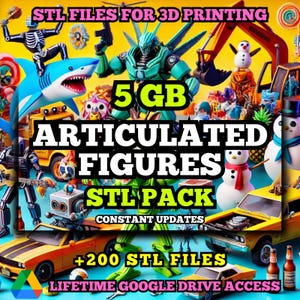 Articulated Figures STL Pack For 3D Printing: +200 STL Files of Articulated Figurines- 5GB Lifetime Google Drive Access