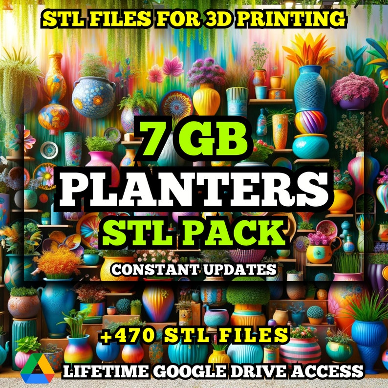 Planters STL Pack for 3D Printing 470 STL Files of Planters and Pots