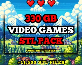 Pack STL de jeux vidéo pour impression 3D : +11 500 fichiers STL de personnages et d'éléments de jeux - 330 Go d'accès à vie à Google Drive