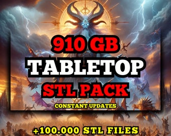 Tabletop STL Pack For 3D Printing: +100,000 STL Files of Tabletop Miniature- 910GB Lifetime Google Drive Access