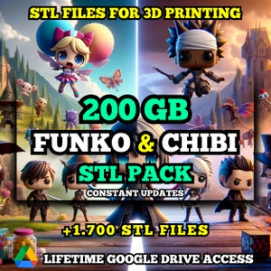 Pakiet Chibi, Funko i Plakit STL do druku 3D: +1700 plików STL postaci Chibi, Funk i Plakit - 200 GB dożywotniego dostępu do Dysku Google