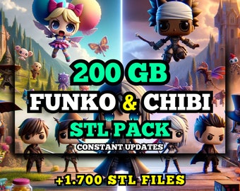 Chibi, Funko & Plakit STL Pack For 3D Printing: +1700 STL Files of Chibi, Funk And Plakit Characters - 200GB Lifetime Google Drive Access