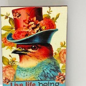 Vintage Bird Brooch: Handmade Laser Cut Wood Pin
