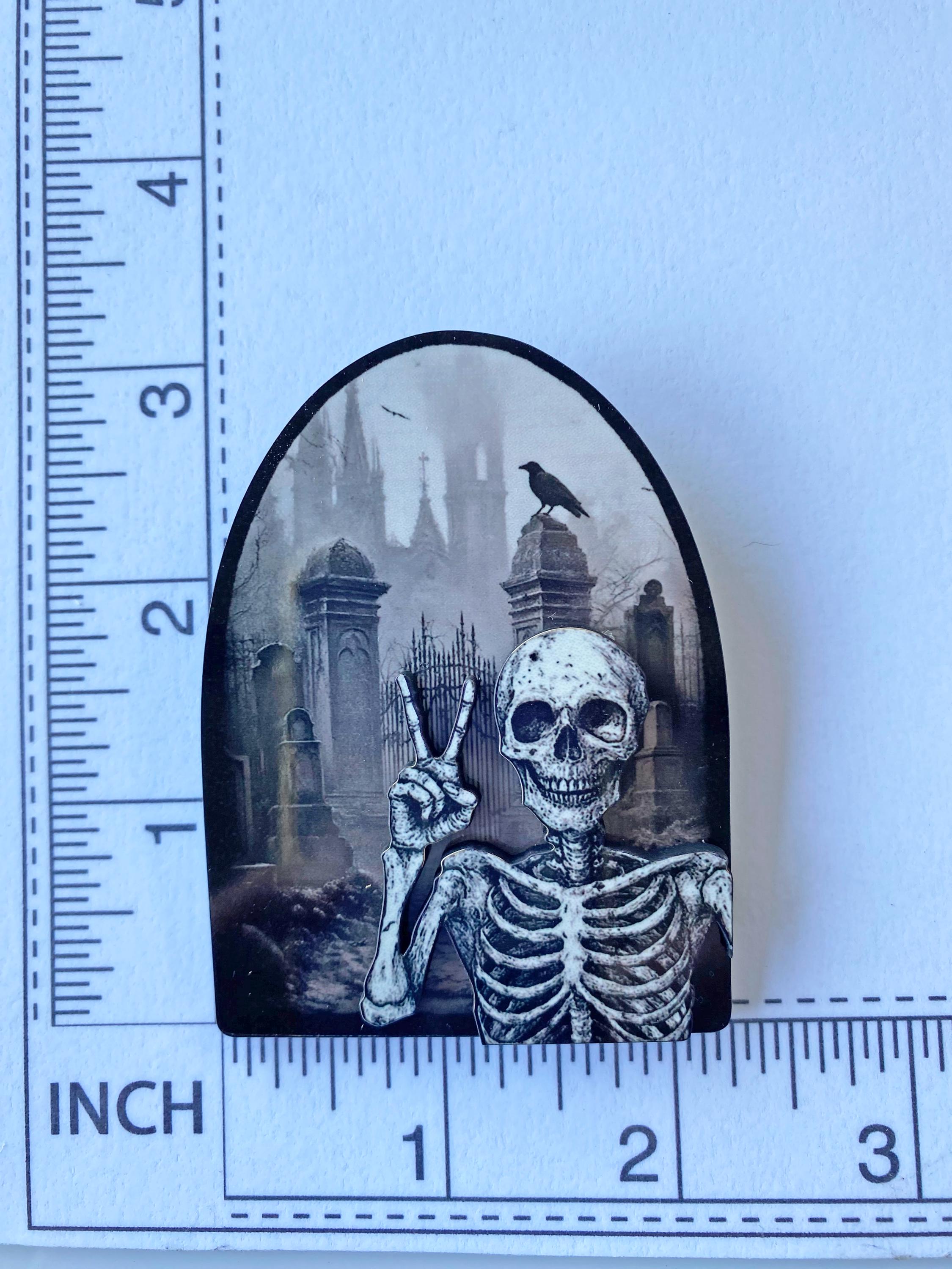 Laser Cut Skeleton Brooch: Spooky Goth Graveyard Pin - Etsy