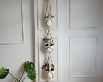 Drievoudige plantenhanger, plantenhanger zonder staart, kamerplantendecor, minimalistische plantenhanger, eenvoudig minimalistisch boho-decor voor binnen en buiten