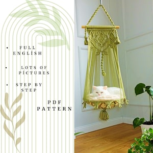 PDF instructions for macrame cat hammocks DIY without materials,Cat hammock pattern pdf, Instant download macrame tutorial cat swing