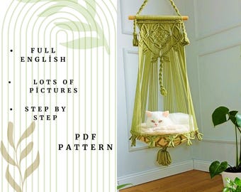 Macrame Cat Hammock PDF Pattern, DIY Cat Swing Tutorial (Digital Download)