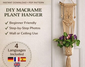 Macrame Plant Hanger Pattern PDF | Beginner DIY | Wall or Ceiling