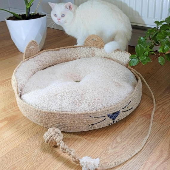 Eco friendly Jute Rope Pet Bed Personalized Sustainable Comfort for Cats and Dogs personalized Jute Rope Cat and Dog Basket Etsy