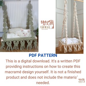 DIY Macrame Cat Hammock Tutorial PDF - Boho Cat Bed Pattern & Small Pet ...