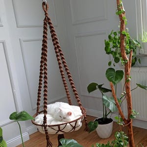 Handmade Macrame Cat Hammock, XXL Modern Pet Bed, Unique Gift for Cat Lover - Christmas Cat Gift