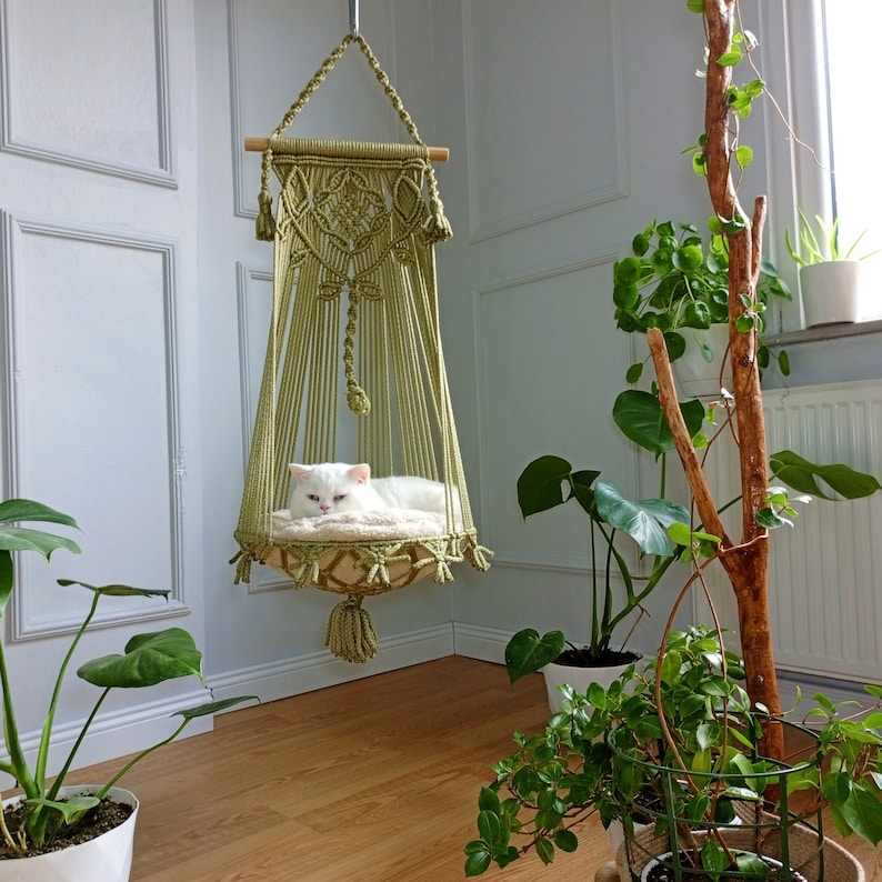 XXL Cat Hammock, Hanging Pet Bed, Macrame Handmade Cat Hammock,large