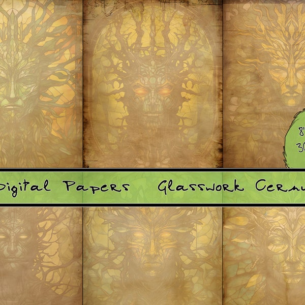 Glasswork Cernunnos, Horned God, Journal Pages, Scrapbooking, Junk Journal, Digital Art, Decoration, Stationery