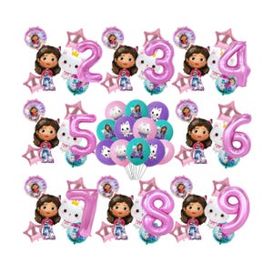 Gabby's Dollhouse Balloons - gabby Dollhouse age foil & latex - Birthday Party Decorations