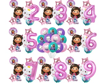 Gabby's Dollhouse Balloons - gabby Dollhouse age foil & latex - Birthday Party Decorations