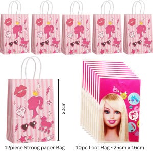 Barbie party Gift bags supply - strong paper bag with handle - Girls barbie birthday Decorations afbeelding 1