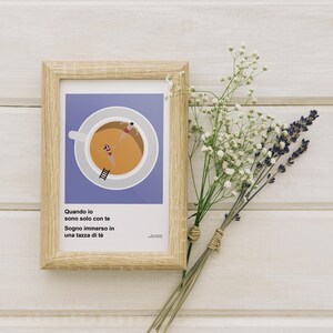 Stampa A5 con citazione di cantautorato italiano – Poster artistico su carta acquerello | Opzionale con cornice bianca o nera