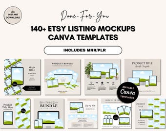Paquete de más de 140 plantillas de maquetas de anuncios de Etsy, listados de productos digitales, maquetas, derechos de reventa maestra, MRR, PLR, producto listo para usar.