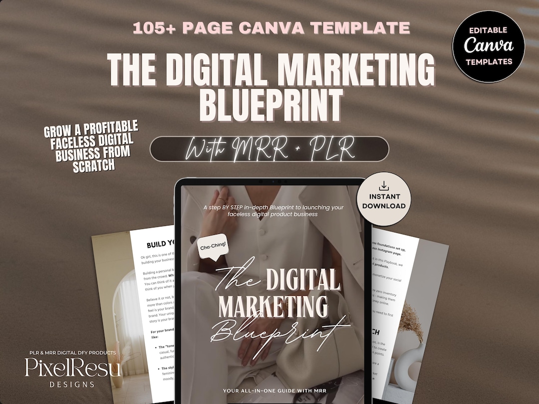 Faceless Business Digital Marketing Ebook, Editable Canva Template With ...